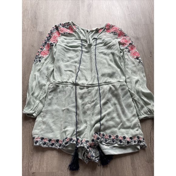 Altar'd State Other - Altar’d State Long Sleeve Teal Embroidered Romper Size Medium